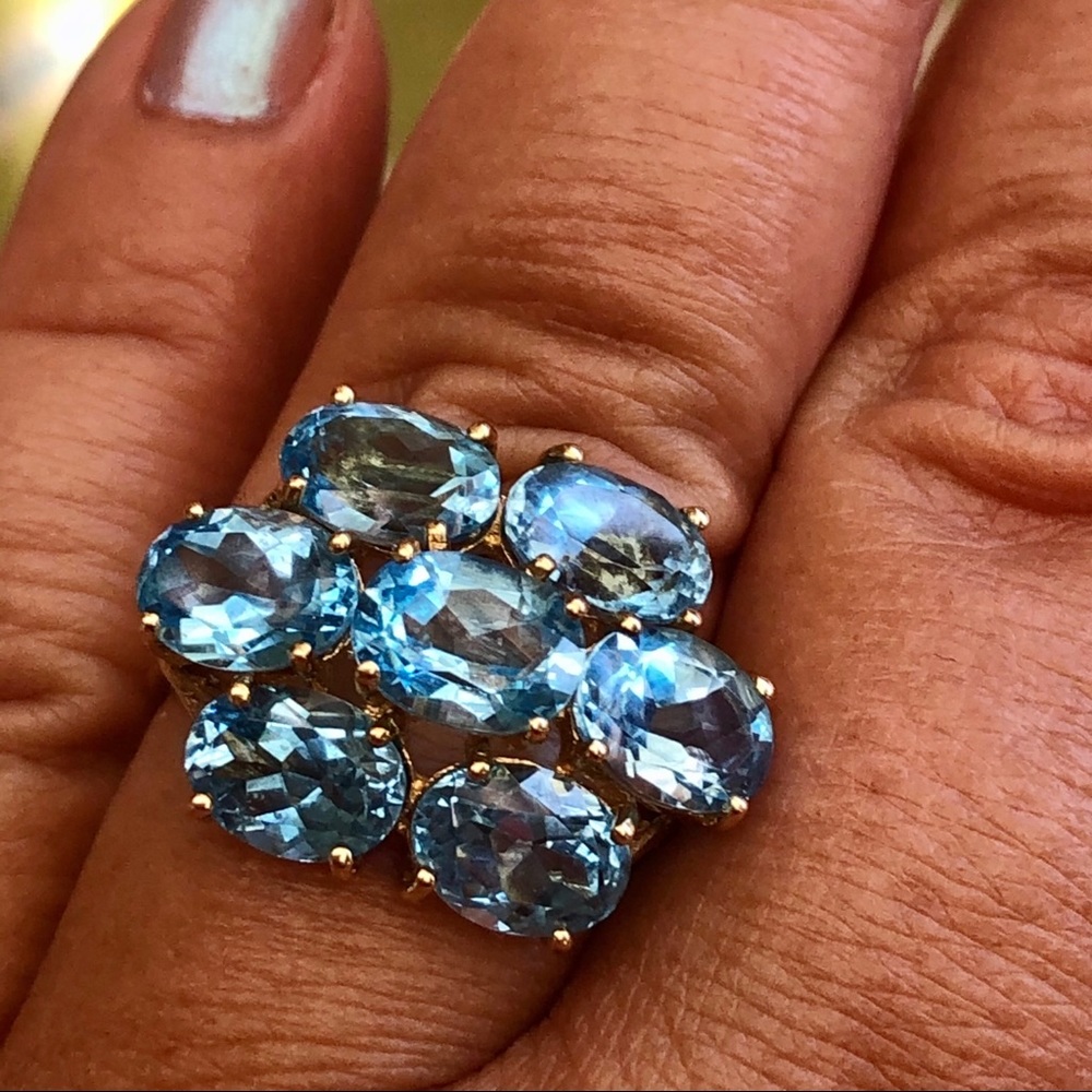 Blue Topaz 10k Yellow Gold Cocktail Ring